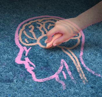 drawing of someone drawing the brain